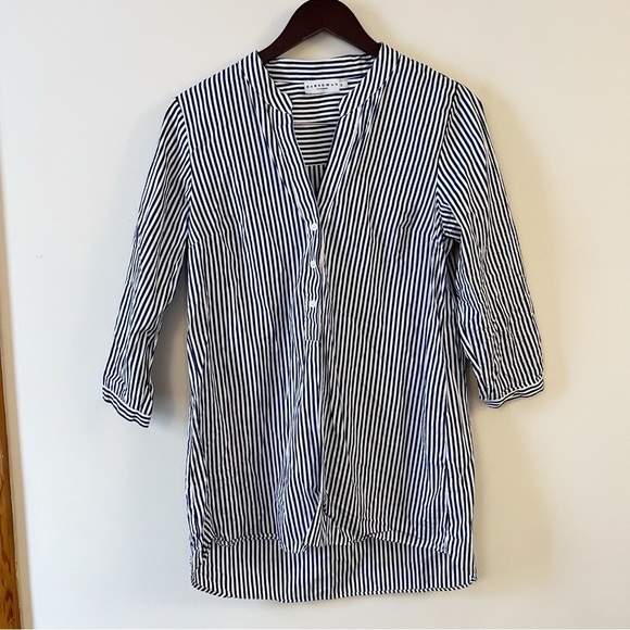 Harshman Derrington Striped Cotton Tunic Top Poplin Size Small Blue/White - Picture 4 of 12